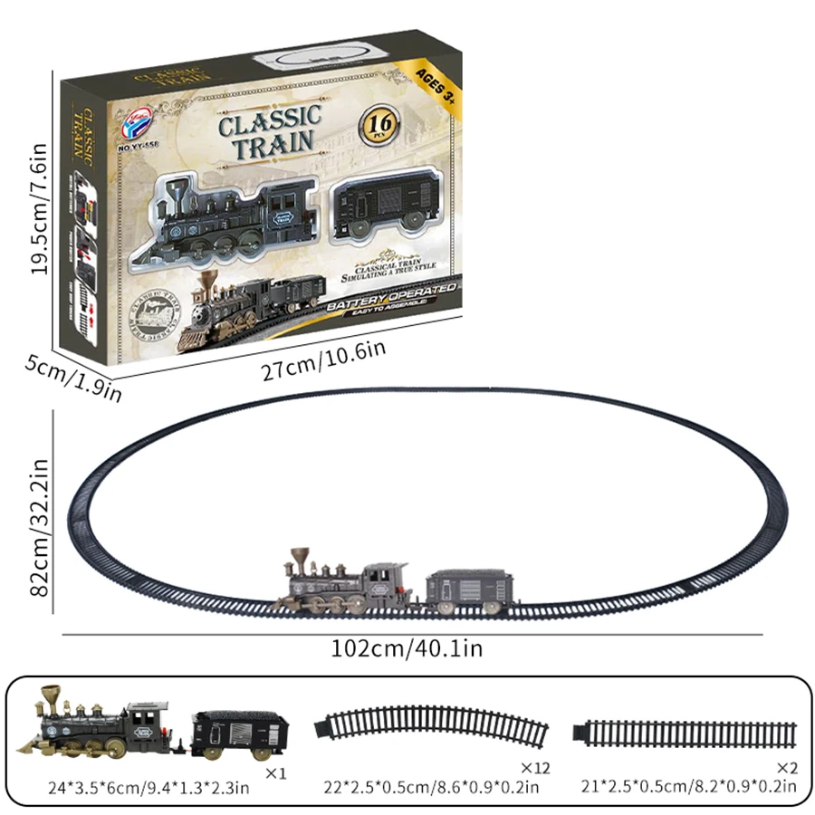 Vero treno classico elettrico Puzzle fai-da-te assemblaggio modello di treno da pista auto giocattolo per bambini