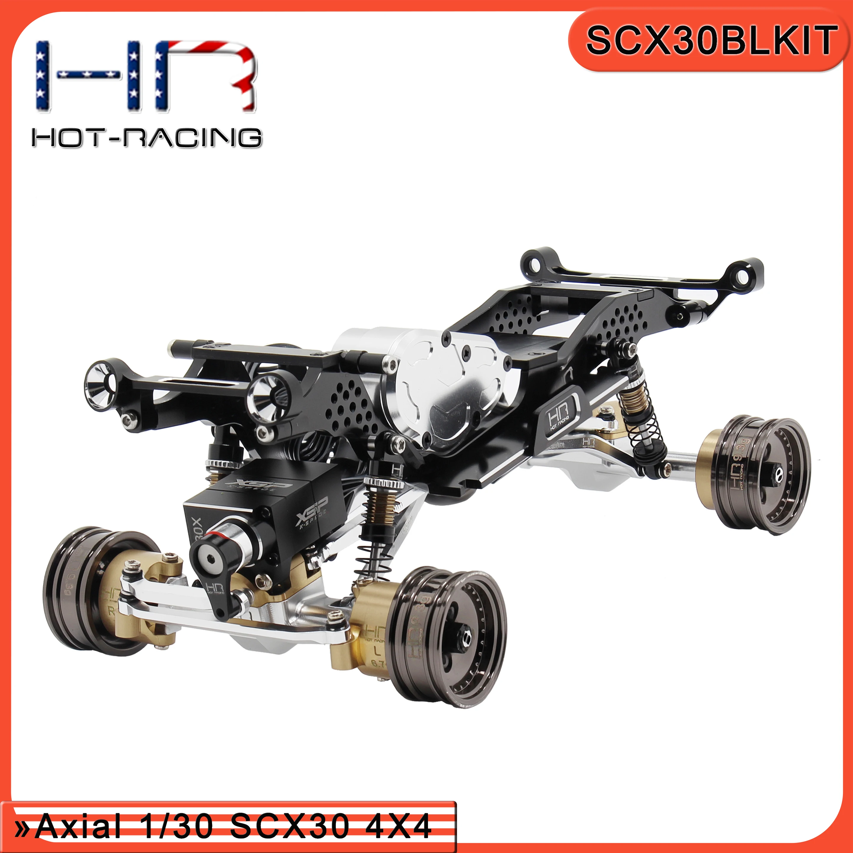 HR Hot Racing Axial SCX30 Full Metal Chassis Kit Pre-Assembled w/Servo for Wrangler/Bronco/K10