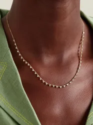 Geometric Round Stone CZ Tennis Necklace for Women with Gold/Silver Color Size 35+10cm Chain for Party Fashion Jewelry  Trending