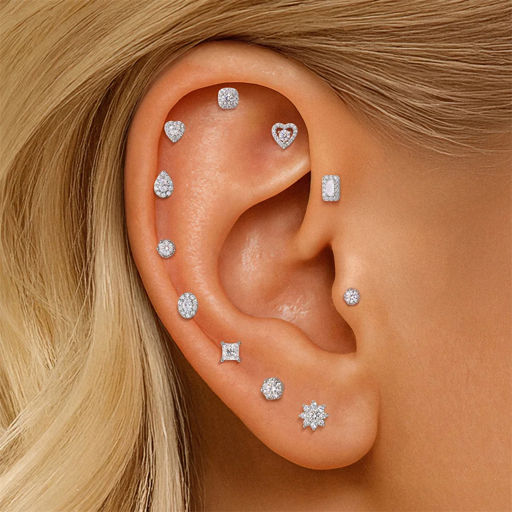 KOJ 1PC 925 스털링 실버 트렌디 모이사나이트 - Body Jewelry Quality 리뷰 및 가격