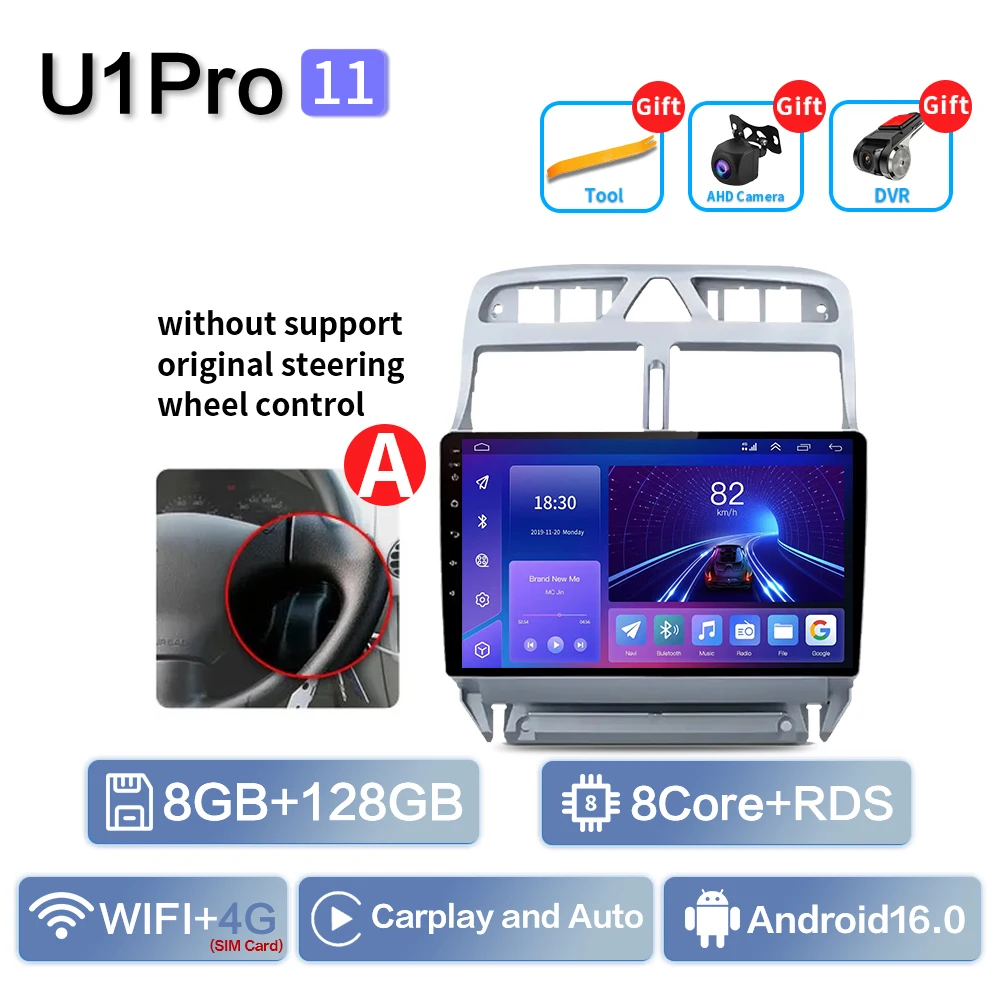 Carplay Voor Peugeot 307 SW 307CC 307SW 2002 2003 2004 2005 2006 2007-2013 Multimedia Autoradio Speler WIFI + 4G BT DSP