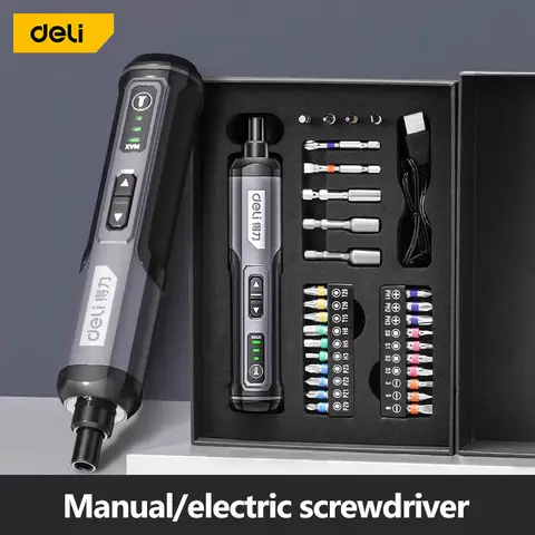 델리 4V 미니 전기 스크루 드라이버 세트 휴대용 LED 키트 스마트 무선 전기 스크루 드라이버 USB 충전식 핸드 드릴 도구