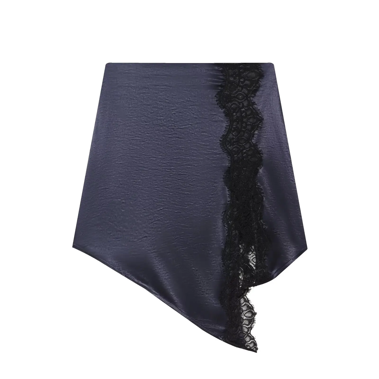 

DiYiG WOMAN 2025 winter new fashion silk satin texture lace stitching skirt chic side zipper asymmetric mini skirt Mujer