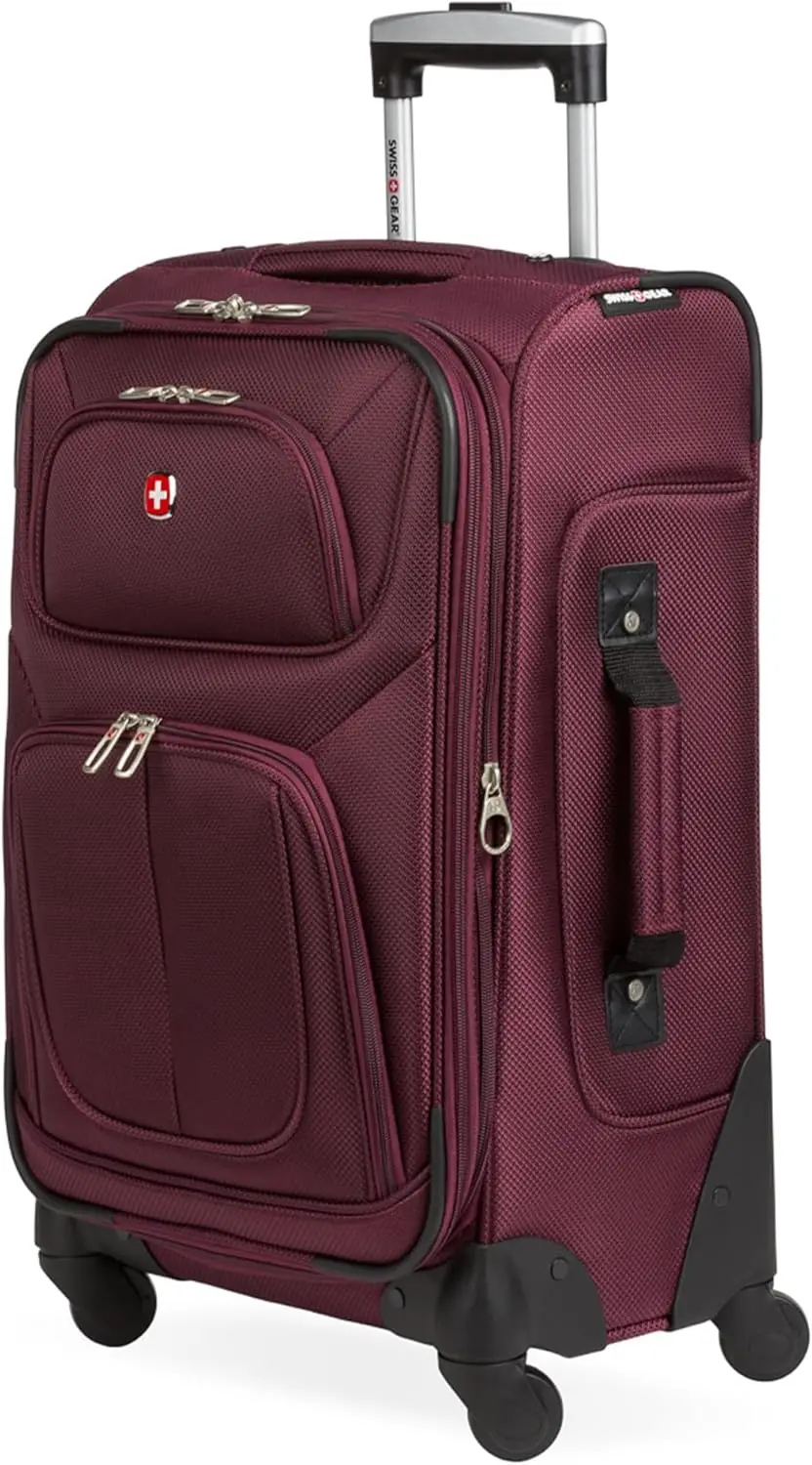 

Expandable Spinner Luggage, Durable Lightweight Travel Suitcase in Merlot, Carry-On 21-Inch for Easy Maneuvering