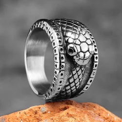 Ouroboros Snake Animal Stainless Steel Mens Women Rings Punk HipHop Trendy for Male Biker Jewelry Creativity Gift Wholesale