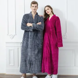 Ladies Coral Velvet Pajamas Autumn Winter Loose Plus Size Extended Warm Pholstered Thickened Pregnant Woman Nightgown Housecoat