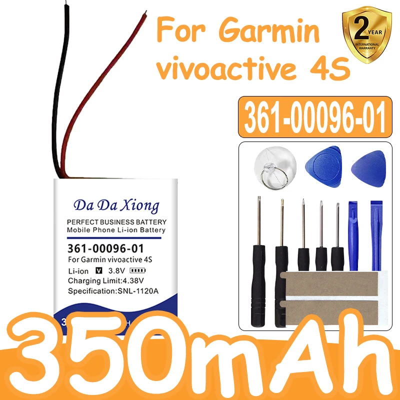

Brand-New 361-00096-01 350mAh GPS Watch Replace Battery for Garmin vivoactive 4S Batteries + Free Tools