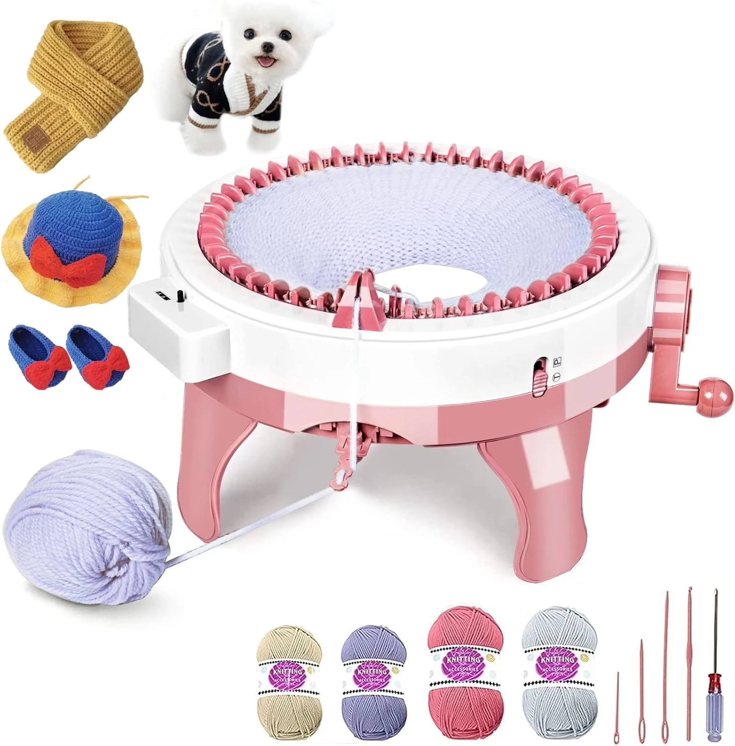 48 Needles Knitting Machines with Row Counter,Smart Knitting Crochet Machine,Weaving Round Loom,Double Knit Loom Machine Kit,New