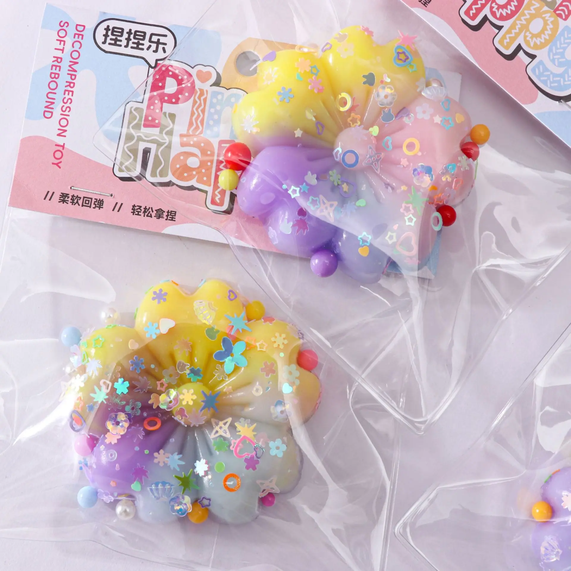 Kawaii Colourful Cherry Blossom Sticky Squeeze Toy Soft Realistic Jelly Glitter Flower Stress Relief Toys Kids Adult Unique Gift