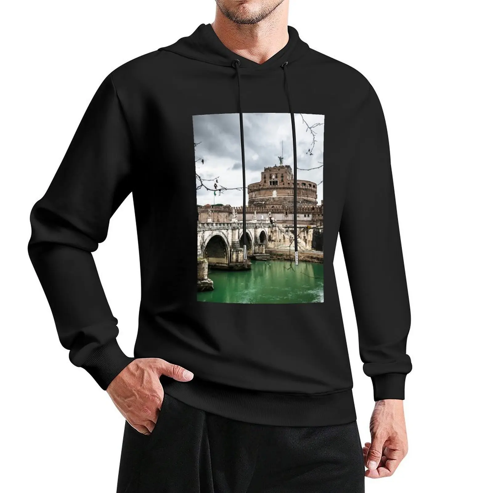 

castel sant'angelo in rome Pullover Hoodie graphic t shirts men men's winter sweater designer hoodies