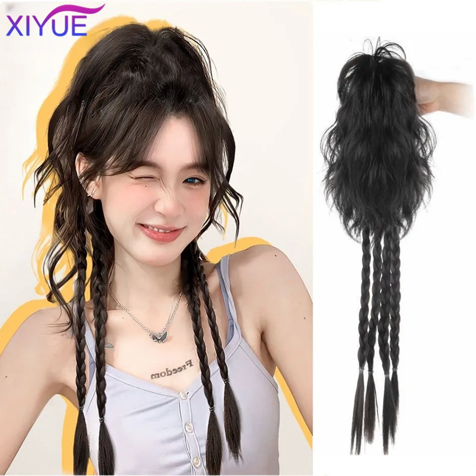 

XIYUE Wig braid female ponytail long hair clip waterfall half tied ponytail Fried Dough Twists boxing braid wig