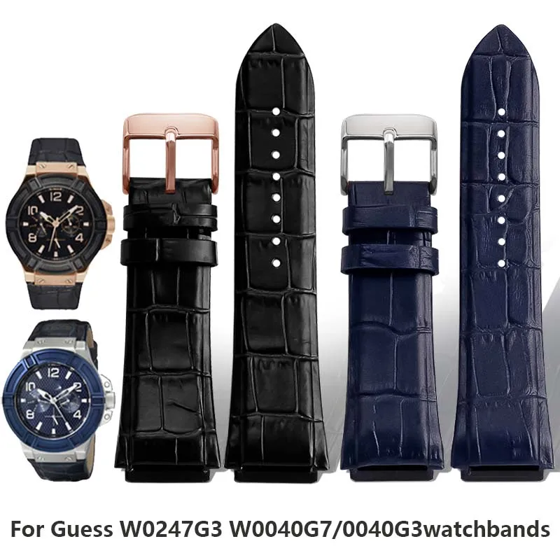 genuine leather strap for Guess W0247G3 W0040G7/0040G3 watchband lug end bracelet 22mm blue black brown bands