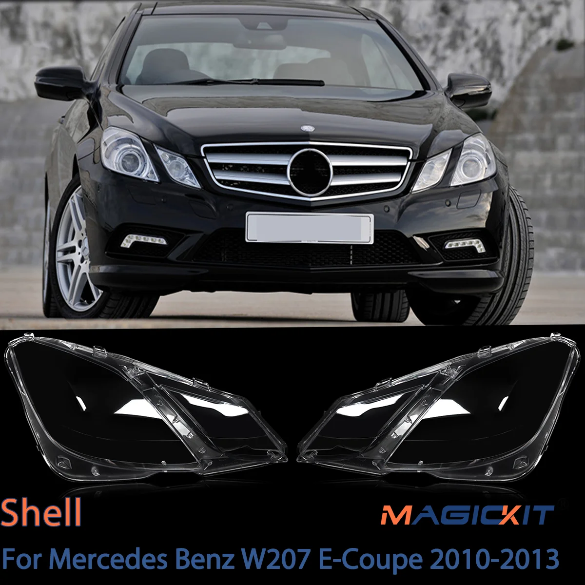 

Прозрачные линзы для фар MAGICKIT для Mercedes Benz E Class W207 Coupe 2010-2013, пара аксессуаров для ламп, накладка на фару