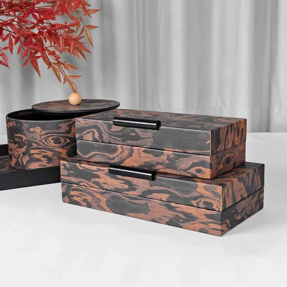 

Modern Luxury Leather Jewelry Box For Home Desktop Decoration