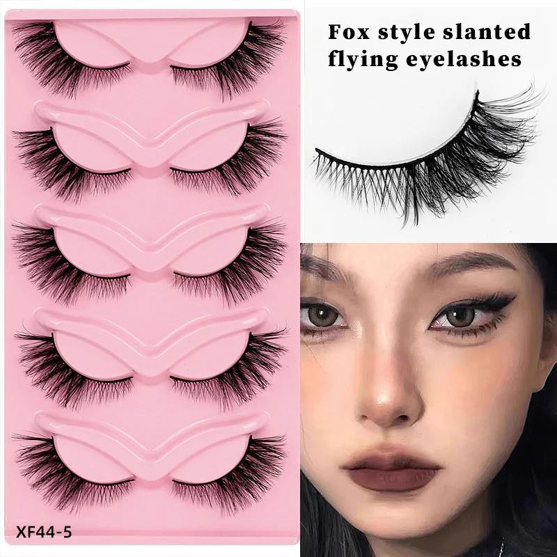 

New Fox False Eyelash 5 Pair 3D Makeup Special Thick and Exaggerated Curled Eyelash Extension Multi Layer One Piece Eyelash