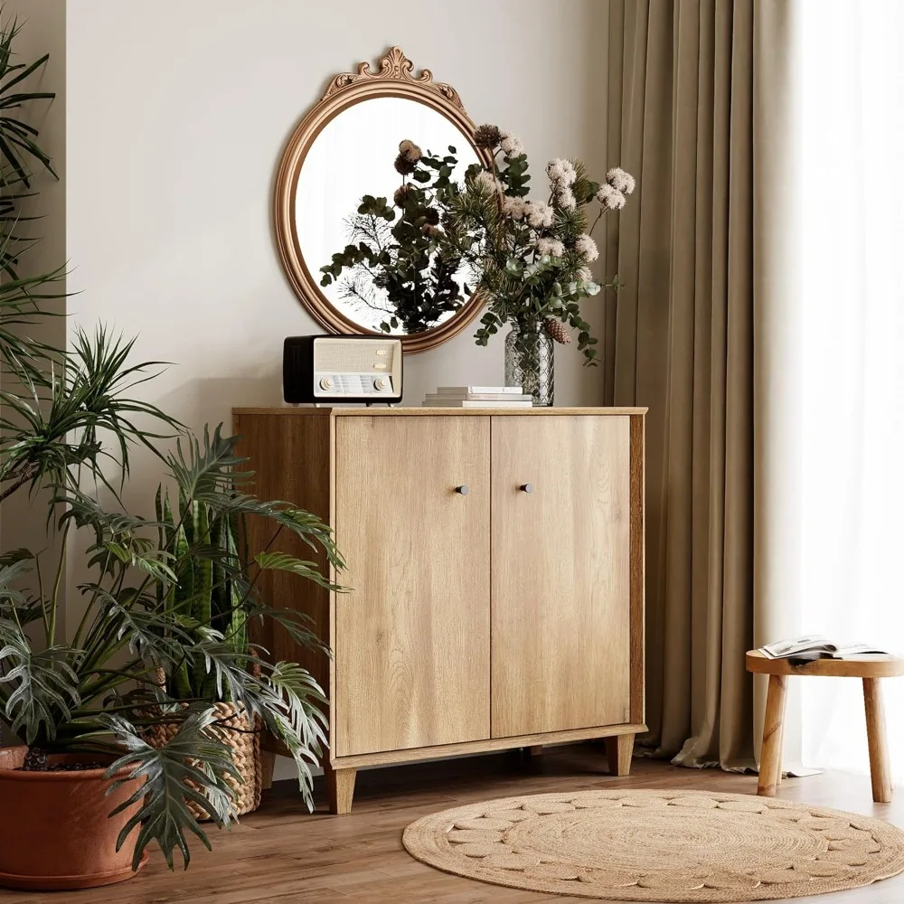 

Side panel buffet cabinet, wide buffet table with adjustable shelves, modern kitchen decoration cabinet, and storage room