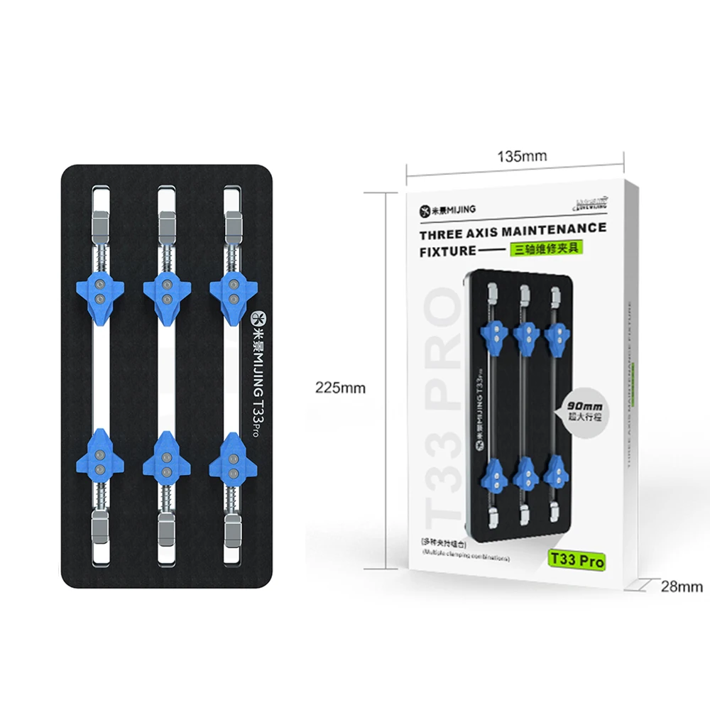 Mijing T33 Pro Multifunctionele Drie-assige Reparatie Armatuur voor Mobiele Telefoon Computer Moederbord PCB IC Reparatie Bevestigingsarmatuur Tool