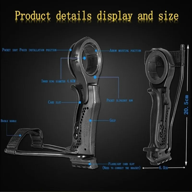 Pocket Slingshot Hammer Shot Rack Ring Catapult Ammo Arrow Cap Handle Target and Replacement Pouches Hunting Self Defense GEAR