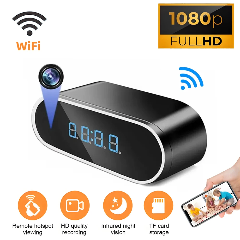 Wifi Camera Clock Full HD 1080P Wireless Control IR Night Vision View Camcorder Home safety Surveillance Indoor Webcam