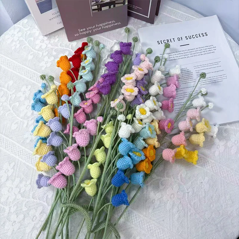 

1 Branch Kintted Lily of The Valley Flower Crochet Bouquet Handwoven Plant Creative Fake Flower Friends Gift Home Wedding Decor