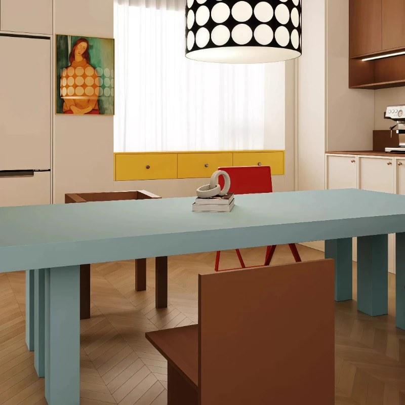 Dining table living room household modern simple small apartment rectangular table solid wood negotiation table
