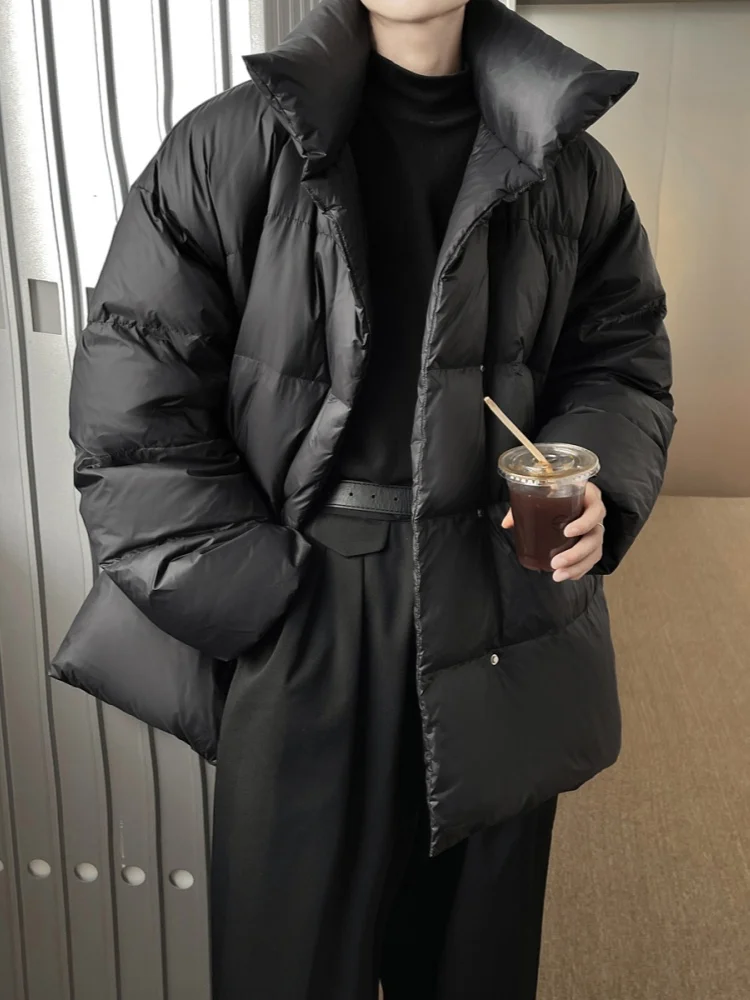 

Lightweight Puffer Jaet Men's Winter Thi Warm Stand Collar Bread Sle Youth Faion Loose Du down Outerwear