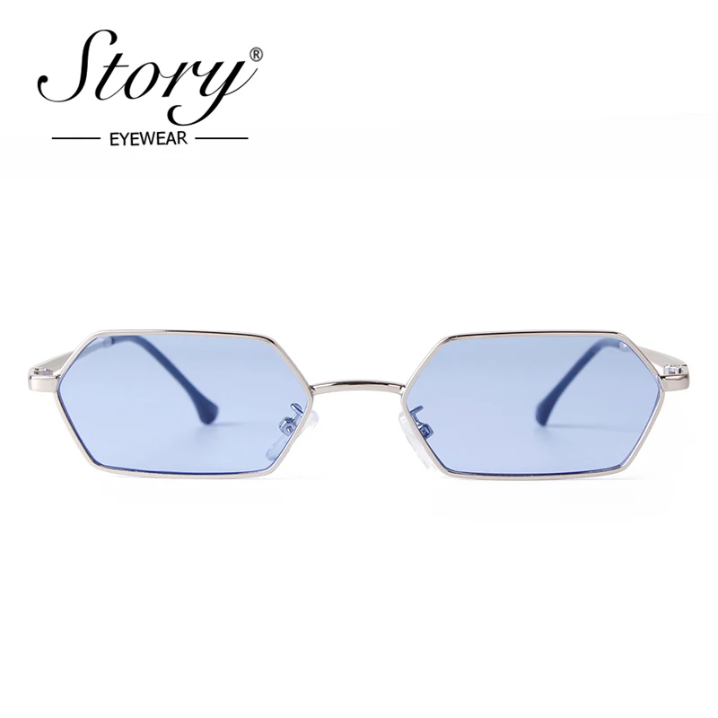 STORY Fashion Metal Hexagon Sunglasses Women Men 2024 Brand Designer Vintage Yellow Small Frame Rectangle Sun Glasses S9537A