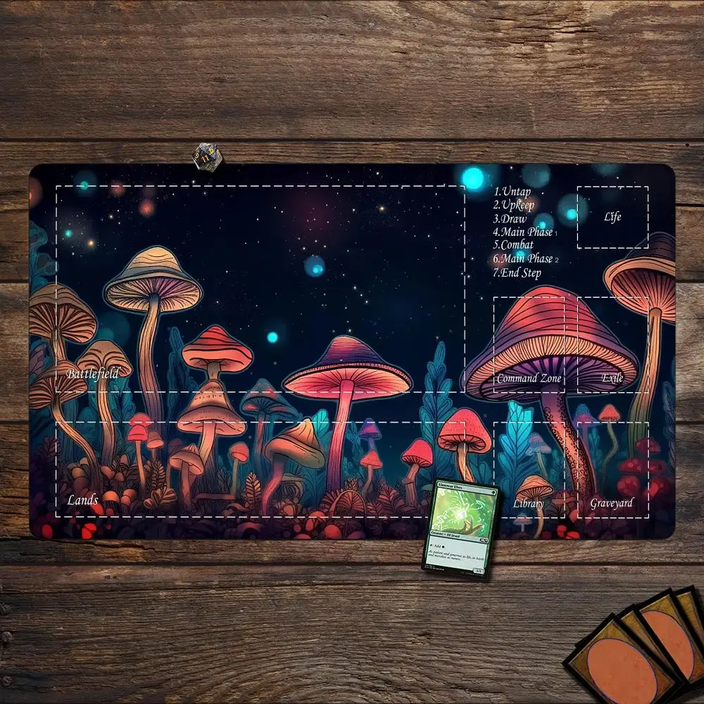 

Magic Playmat card gaming mat with zone Fantasy Mushroom mtg playmat Desk Mat gamer keypad expansion mousepad rubber anti-slip