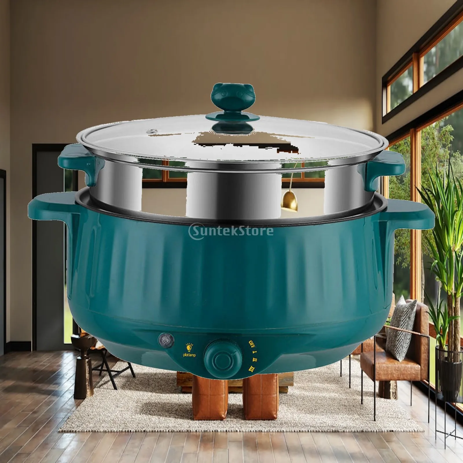 

Electric Pots Nonstick Multifunctional 3 Gear Household 1.7L Kitchen Cooking Appliances for Fry Dumpling Porridge Steak Noodles