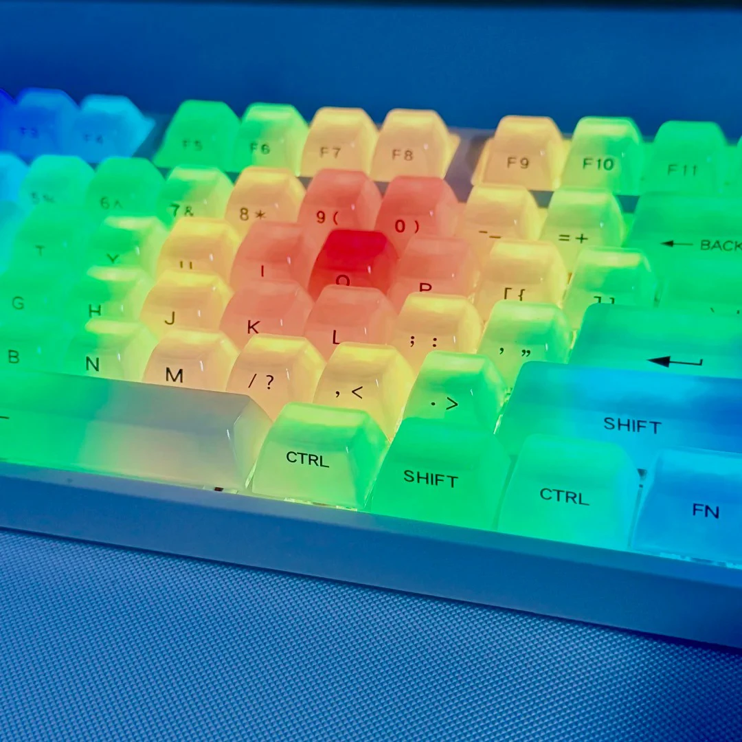 

Foggy Transparent Crystal PC Keycaps MDA Profile Creamy White Side Print RGB Backlit Keycaps 119 Keys for MX Switches Keyboard