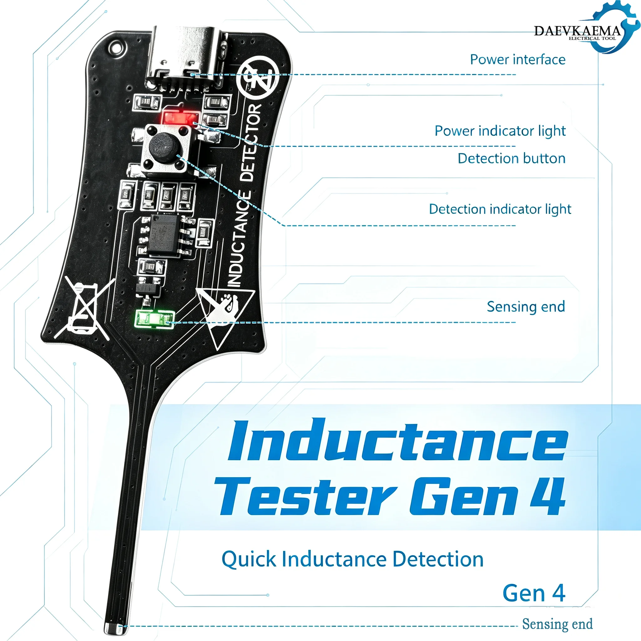 DC 5V Inductance Tester Motherboard Coil Tester Inductance Detector Electromagnetic Induction Meter Rapid Fault Detection Type C
