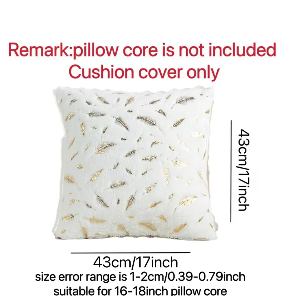 2 Stück Kunstfell Folienprint Feder Dekorative Kissenbezüge, Flauschige und Weiche Plüsch-Kissenhüllen, für Sofa, Bett, Wohnzimmer – Detail 4