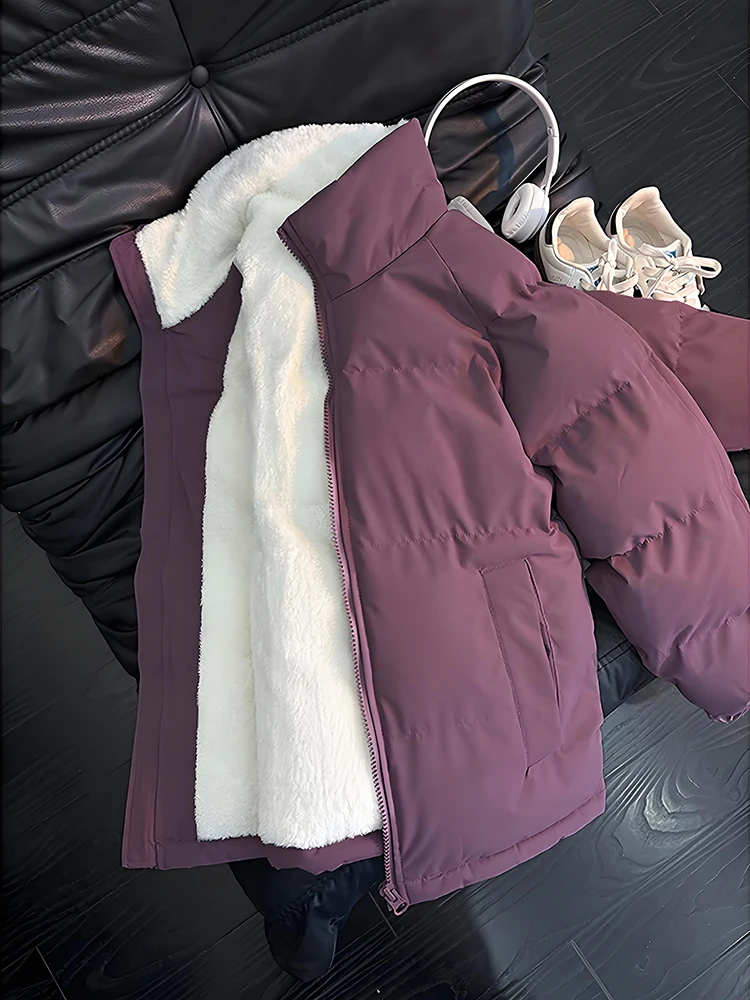 

Мужская утепленная куртка-пуховик Thiened Fce, фиолетово-сливовая, с хлопковым наполнителем, внутренний слой из флиса, теплая, ветрозащитная, повседневная, объемная куртка-пуховик