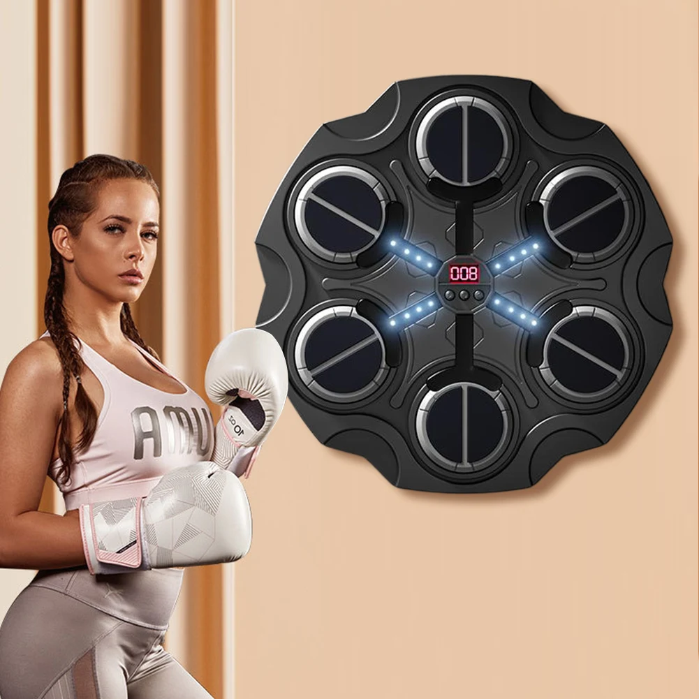 Music Boxing Machine Smart Bluetooth Wall Target Trainer With RGB Light Decompression Boxing 3 Speed Adjustment For Home Fitness