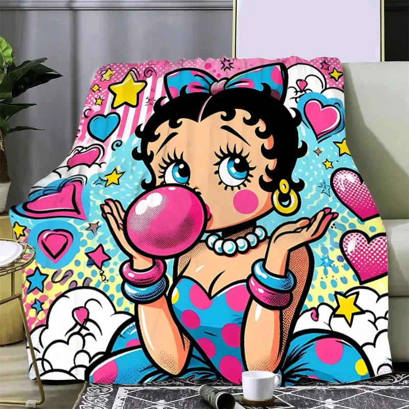 Cartoon B-BettyS B-BoopS Printed Blanket Picnic Blankets Warm Blanket Soft and Comfortable Blanket Home Travel Birthday Gift