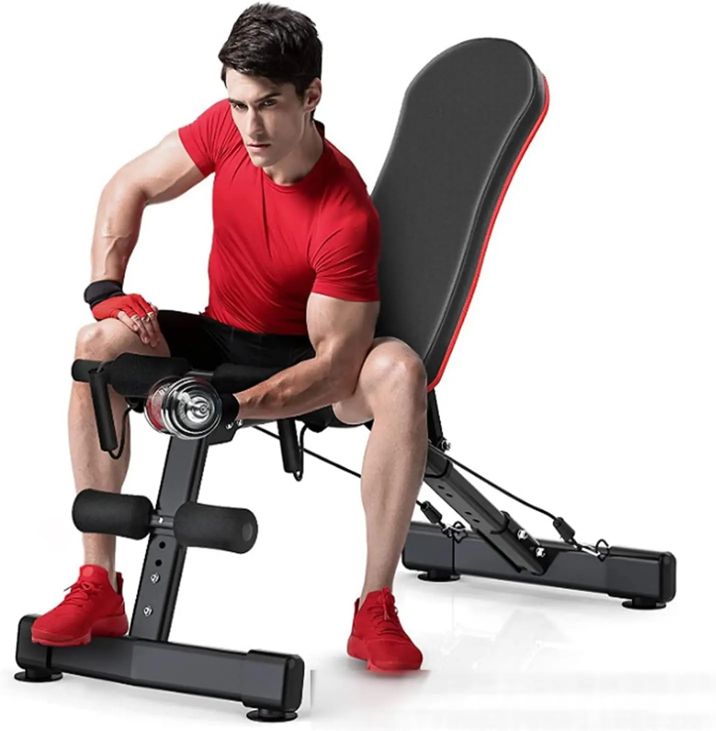 

Скамья для силовых тренировок, регулируемая скамья для силовых тренировок для тренировок всего тела, домашний тренажерный зал с эспандерами, домашний тренажерный зал