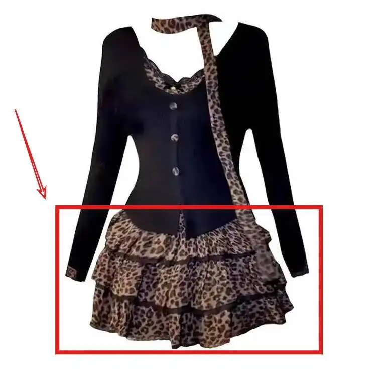 Y2k-traje nuevo Punk Retro para mujer, bufanda, Top de manga larga, faldas de pastel adelgazantes de cintura alta, conjunto de dos piezas