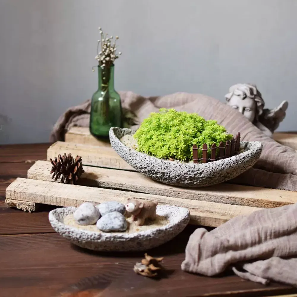 

Creative Textured Concrete Planter Silicone Mold, Easy Release for Plaster, Cement - DIY Small Plant Pot, Home Decor Craft