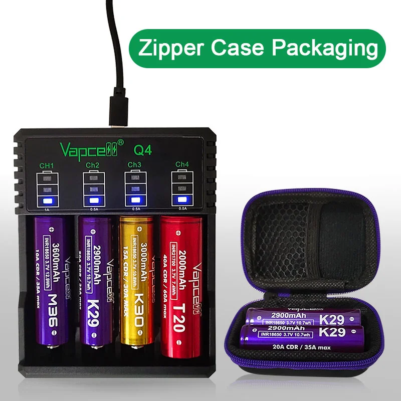 Оригинальная литиевая батарея высокой мощности Vapcell K29 INR18650, 2900 мАч, CDR 20A, макс. 35A, 3,7 В, перезаряжаемая батарея для фонарика BoxMod