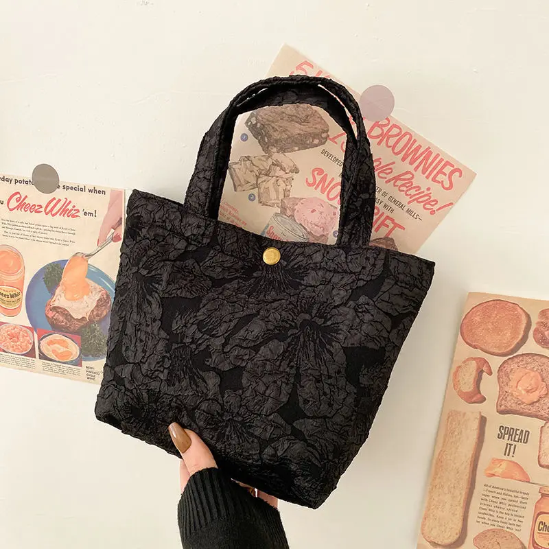 2022 Vintage Canvas Hand Bag for Women Floral Print Casual Tote Bag Four Color Options Reusable Shopping Beach Bags For Girls