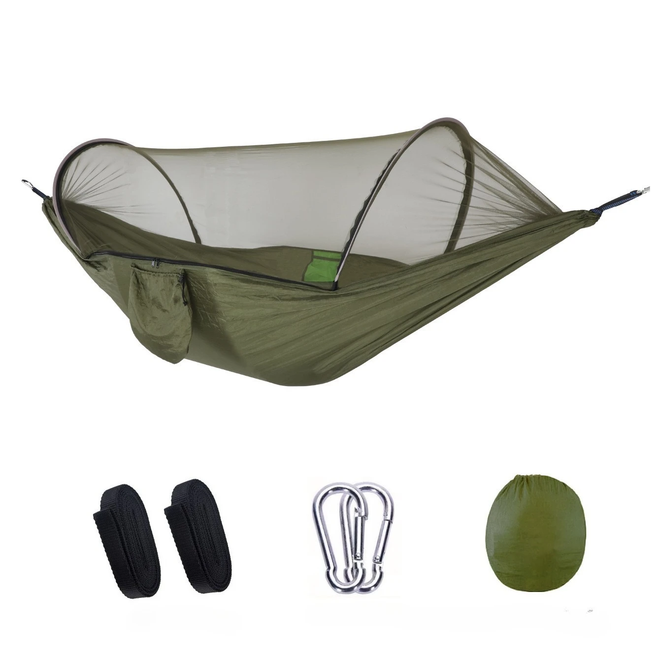 

Outdoor Camping Hammock with Mosquito Net Automatic Quick Opening Hanging Hammocks Fabric Hanging Sleeping Swing Bed