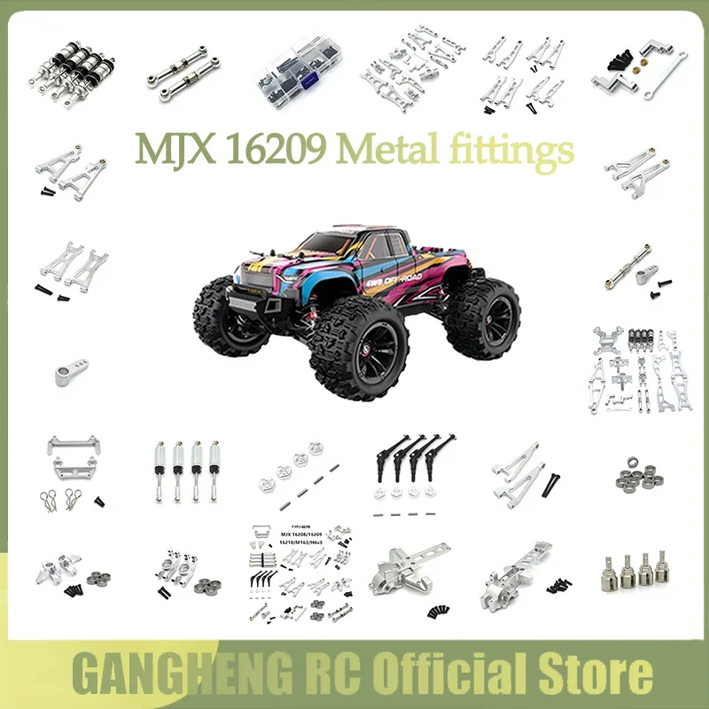 

MJX 16207 16208 16209 16210 Metal Front and Rear Suspension Arm Steering Cup Link Rod Set 1/16 RC Car Upgrade Parts Kit