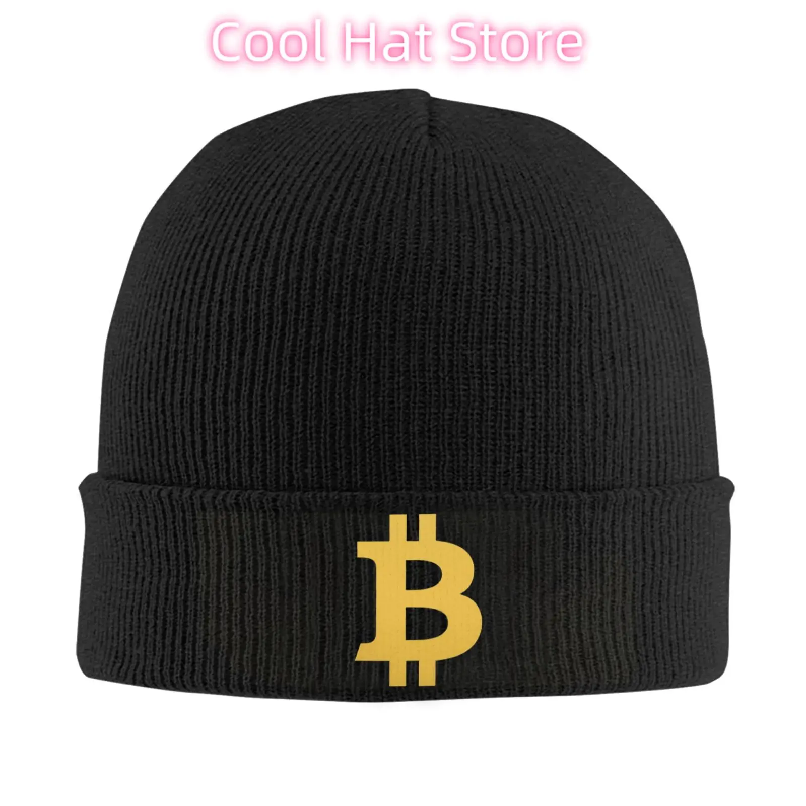 Bitcoin Print Truck Bonnet Hüte Unisex elastische Strickmütze Winter warme Skullies Beanies Kopfwickel Caps Reisekappe Skullies Hüte