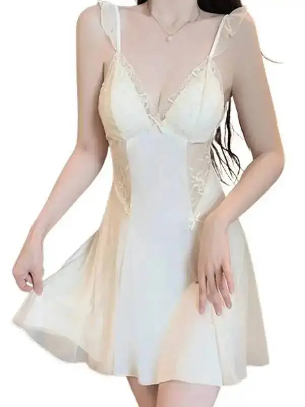 Dolce ricamo pizzo sexy imbottito puro desiderio abito in raso liscio senza schienale bretelle a V profonde senza maniche abito in tinta unita 82SM