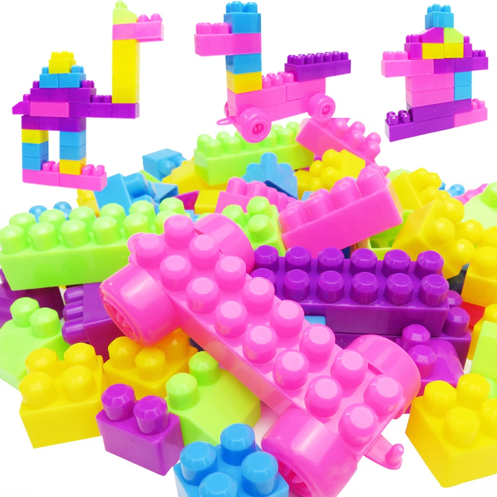 46 pçs conjunto de tijolos de construção de plástico colorido blocos de construção tijolos brinquedo criatividade crianças brinquedos para crianças meninos e meninas