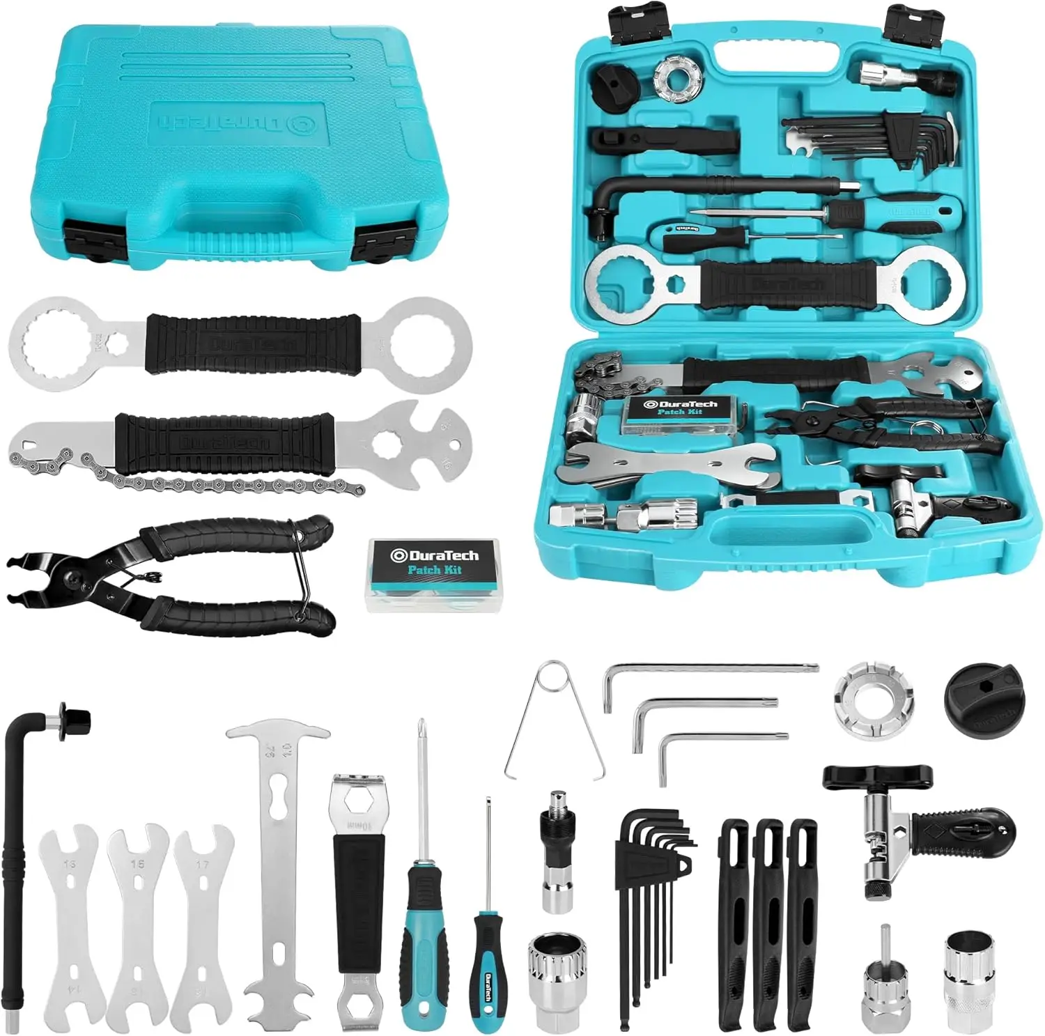 

41 Pieces Bike Repair Tools Complete Bike Tools Kit with Storage Box Mountain Bike Maintenance Tools for Mountain Road and Park