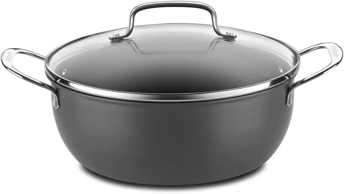 

5-Quart Chili Pot with Cover, Nonstick Hard-Anodized Black Cookware for Easy Cooking