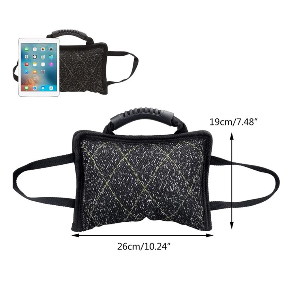 

Dog Bite Tug 3 Handles Jute Bite Pillow Heavy Duty Training For Puppies Adult Dogs Outdoor Pet Interactive Play Tug