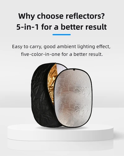 Imagen 2 del producto RF02 24 ""Reflector 5 en 1 60X90CM 90X120CM 2 en 1 plata blanco oro portátil plegable luz suave fotografía redonda para estudio 7 en 1