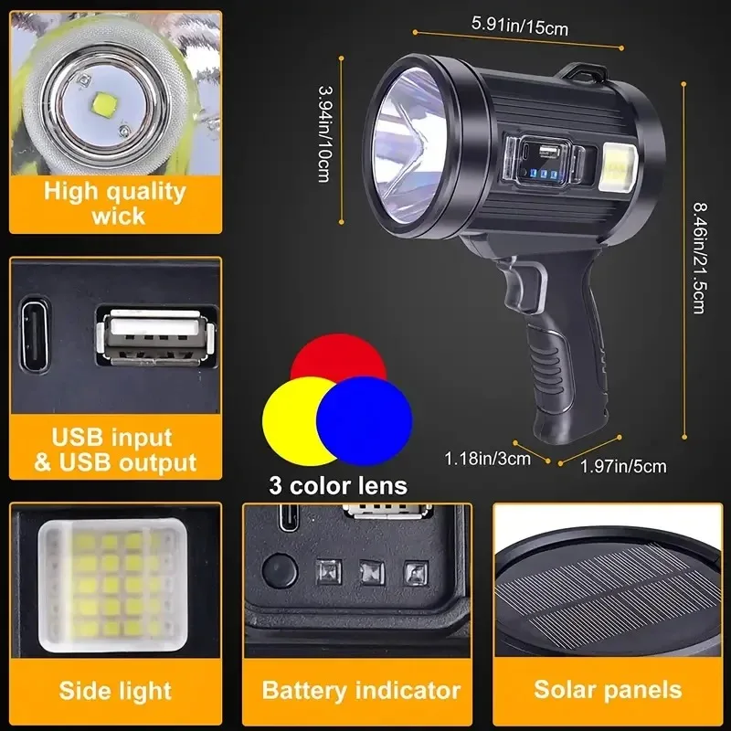 Ultra LED Flashlight USB Rechargeable Flashlight 6 Modes High Power Flashlight Outdoor Hunting Flashlight
